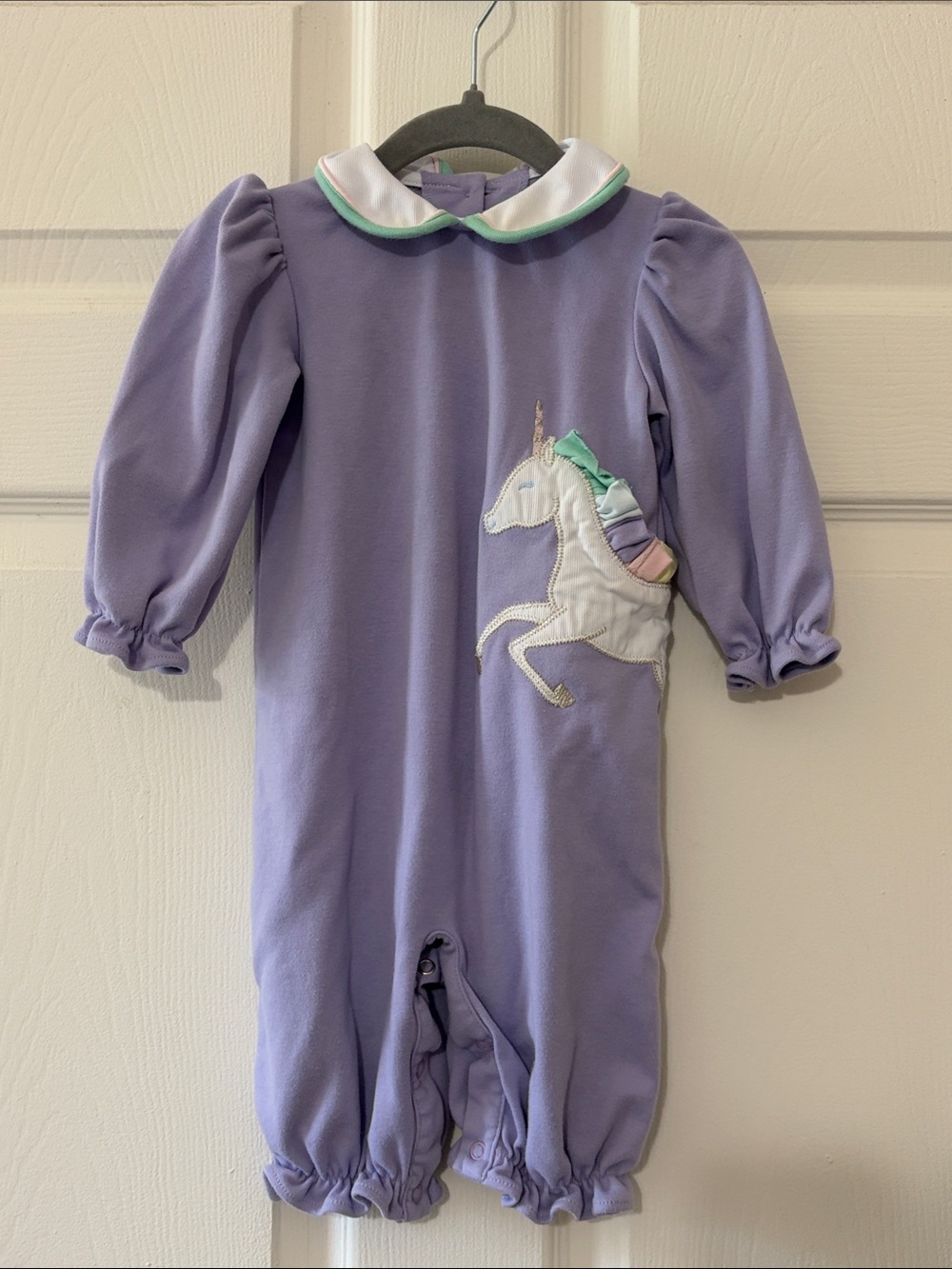 9 months Lavender Unicorn Applique Baby Romper